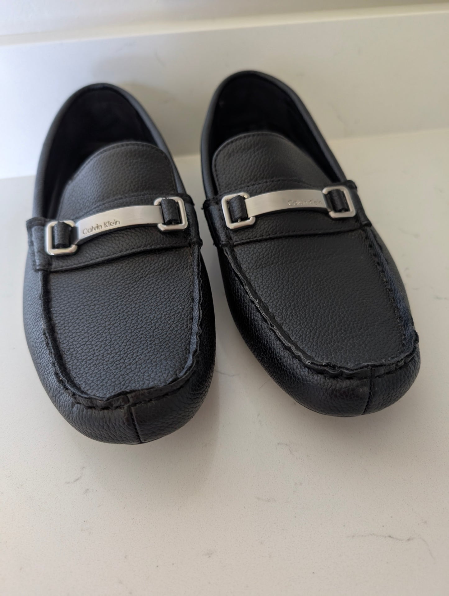 Calvin Klein Men’s Loafers Size 7.5 – Black Leather Slip-On Bit Dress Shoes | Worn Once
