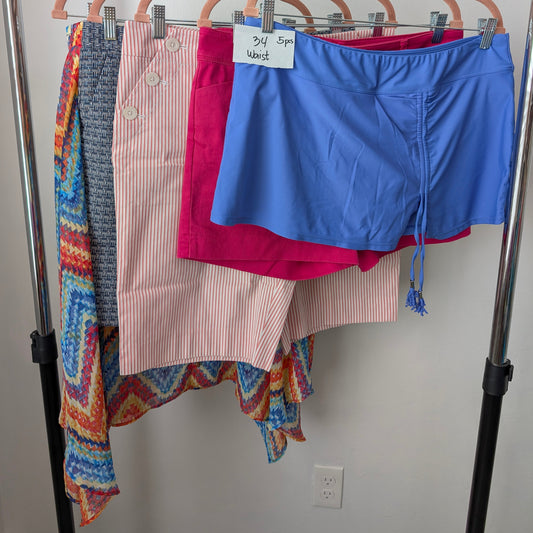Bundle of blue Pink Shorts, Multi-Midi Skirts, Blue Swim Skorts