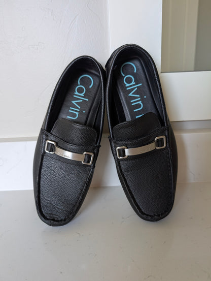 Calvin Klein Men’s Loafers Size 7.5 – Black Leather Slip-On Bit Dress Shoes | Worn Once