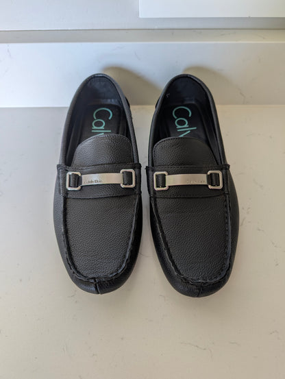 Calvin Klein Men’s Loafers Size 7.5 – Black Leather Slip-On Bit Dress Shoes | Worn Once